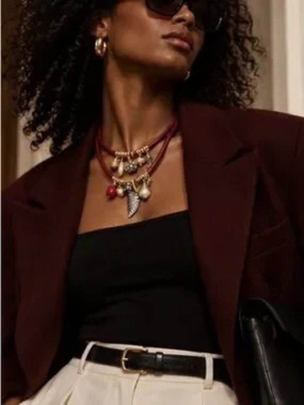 Burgundy Heritage Multi Charm Leather Necklace
